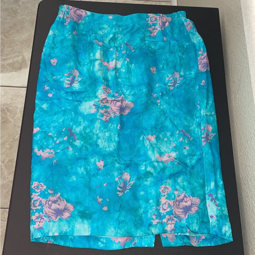 Anne Crimmins For Umi Collections: 100% Silk Floral Skirt Size 16